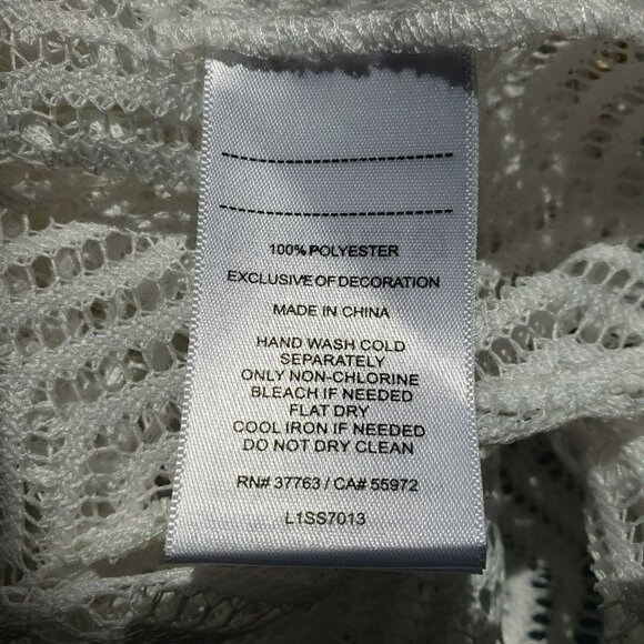 Laundry by Shelli Segal White Sheer Mesh Long Sleeve Swim Cover Up Top Shirt 10 - Picture 3 of 9